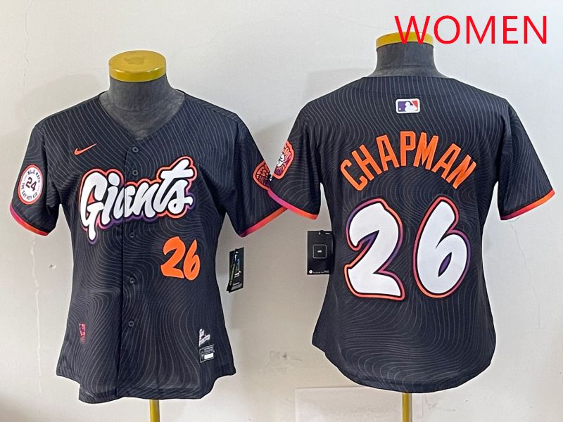 Women San Francisco Giants #26 Chapman Black Joint Name Nike 2025 MLB Jersey style 7